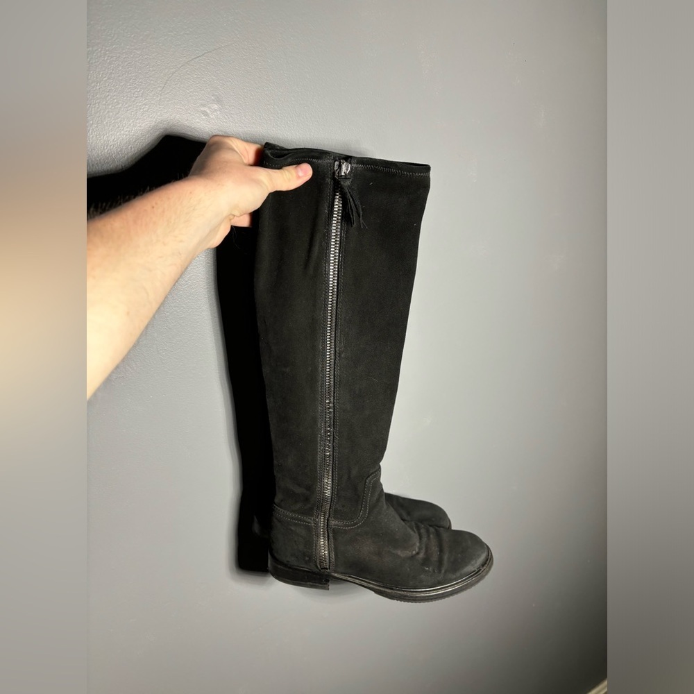 Miu Miu Black Suede Riding Boots Size EU 39.5